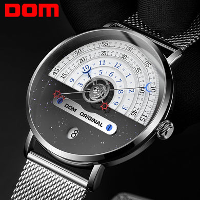 DOM Watch Luxury Clock, Moon Calendar,Waterproof