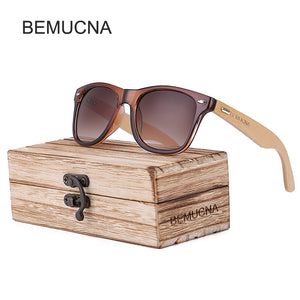 Sunglasses Bemucna Bamboo, Polarized, HD, UV 400, 2020